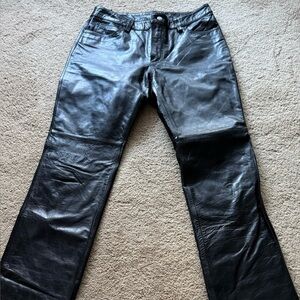 New Gap black 100% leather bootcut pants 10